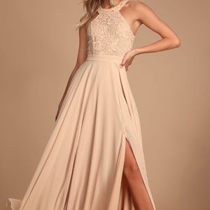 Picture Perfect Blush Lace Maxi Dress